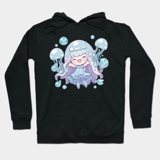 Pastel Jellyfish Girl Chibi Anime Art Hoodie